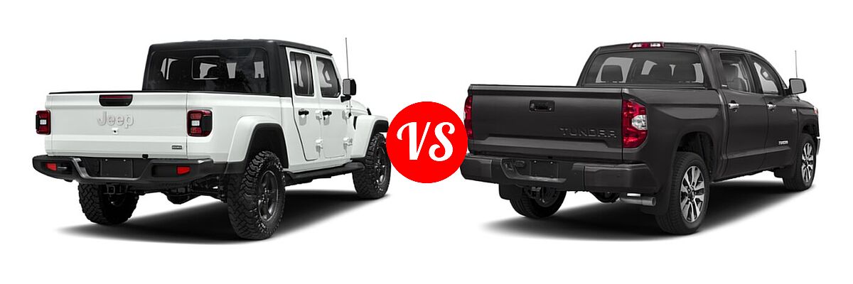 2021 Jeep Gladiator Pickup High Altitude / Overland vs. 2021 Toyota Tundra 2WD Pickup Limited - Rear Right Comparison