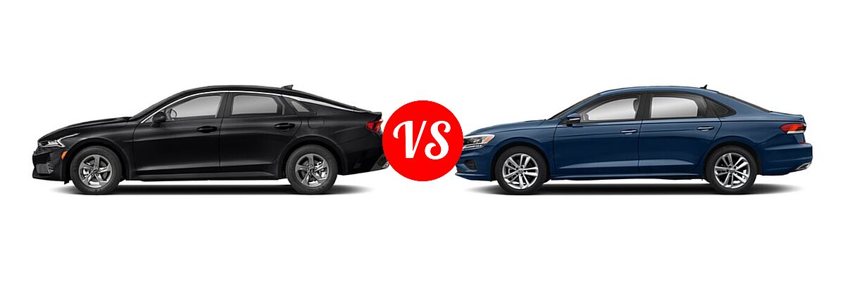 2021 Kia K5 Sedan GT / LX / LXS vs. 2021 Volkswagen Passat Sedan 2.0T S / 2.0T SE - Side Comparison
