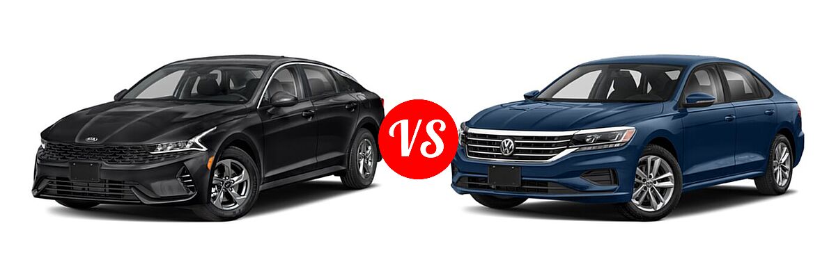 2021 Kia K5 Sedan GT / LX / LXS vs. 2021 Volkswagen Passat Sedan 2.0T R-Line - Front Left Comparison