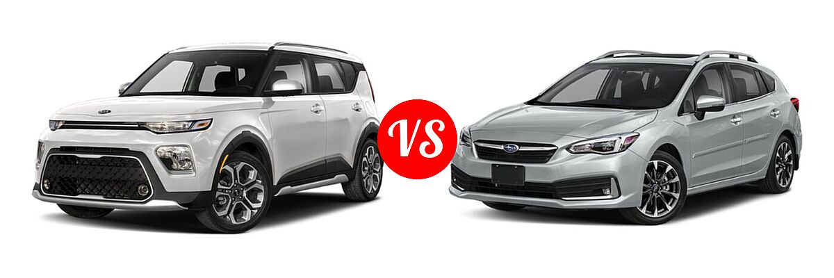 2021 Kia Soul Hatchback LX / S / Turbo / X-Line vs. 2021 Subaru Impreza Hatchback Limited - Front Left Comparison