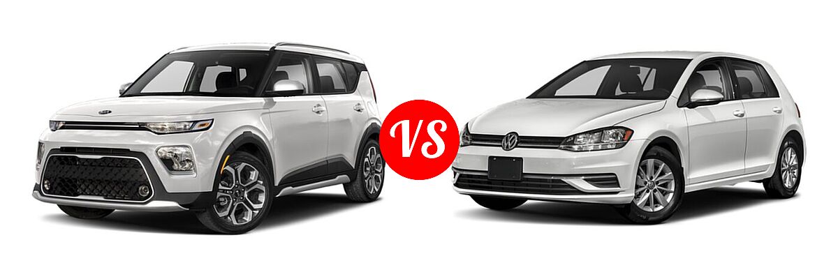 2021 Kia Soul Hatchback LX / S / Turbo / X-Line vs. 2021 Volkswagen Golf Hatchback TSI - Front Left Comparison