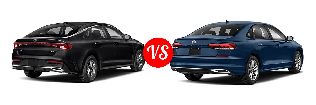 2021 Kia K5 Sedan GT / LX / LXS vs. 2021 Volkswagen Passat Sedan 2.0T S / 2.0T SE - Rear Right Comparison