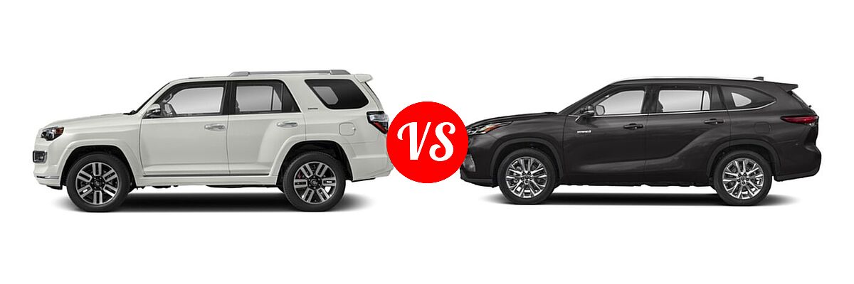 2020 Toyota 4Runner SUV Limited vs. 2020 Toyota Highlander Hybrid SUV Hybrid Hybrid Limited - Side Comparison