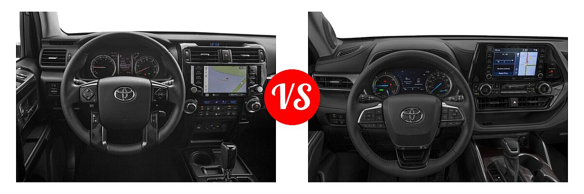 2020 Toyota 4Runner SUV Nightshade vs. 2020 Toyota Highlander Hybrid SUV Hybrid Hybrid Limited - Dashboard Comparison