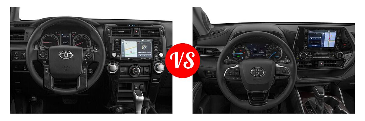 2020 Toyota 4Runner SUV TRD Off Road / TRD Off Road Premium vs. 2020 Toyota Highlander Hybrid SUV Hybrid Hybrid Limited - Dashboard Comparison