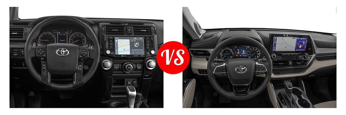 2020 Toyota 4Runner SUV TRD Off Road / TRD Off Road Premium vs. 2020 Toyota Highlander Hybrid SUV Hybrid Hybrid Platinum - Dashboard Comparison