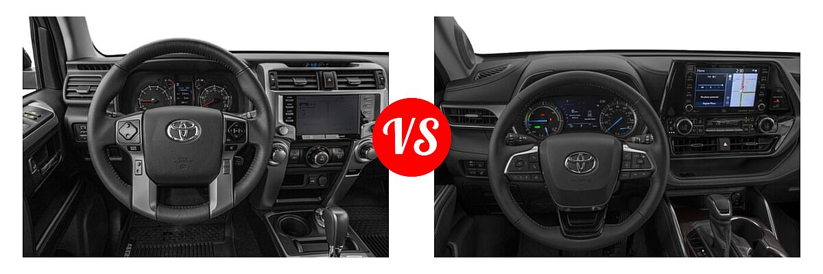 2020 Toyota 4Runner SUV SR5 / SR5 Premium vs. 2020 Toyota Highlander Hybrid SUV Hybrid Hybrid Limited - Dashboard Comparison