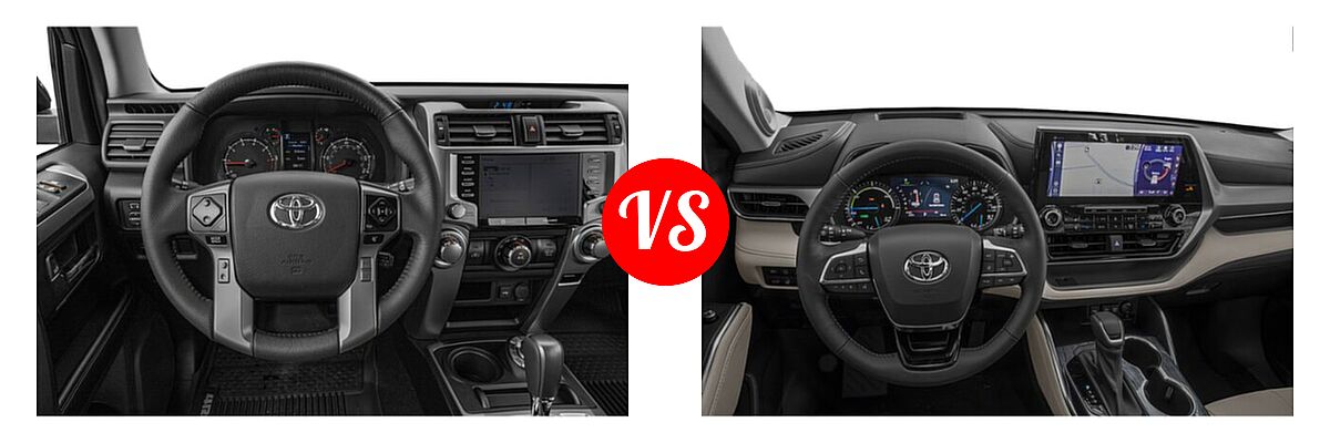 2020 Toyota 4Runner SUV SR5 / SR5 Premium vs. 2020 Toyota Highlander Hybrid SUV Hybrid Hybrid Platinum - Dashboard Comparison