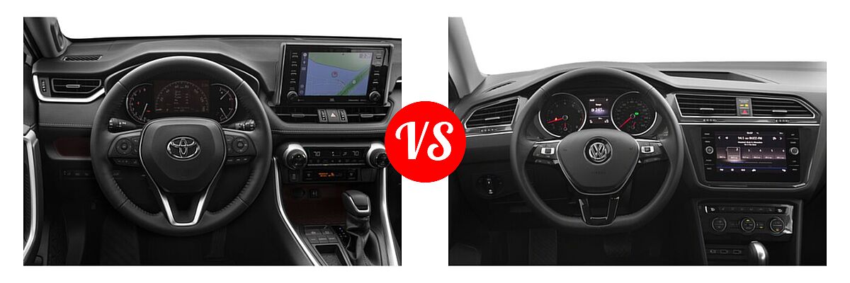 2020 Toyota RAV4 SUV Limited vs. 2020 Volkswagen Tiguan SUV S / SE / SEL - Dashboard Comparison