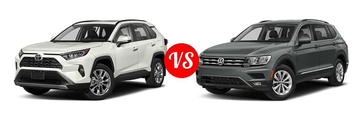 2020 Toyota RAV4 SUV Limited vs. 2020 Volkswagen Tiguan SUV SE R-Line Black / SEL Premium R-Line - Front Left Comparison