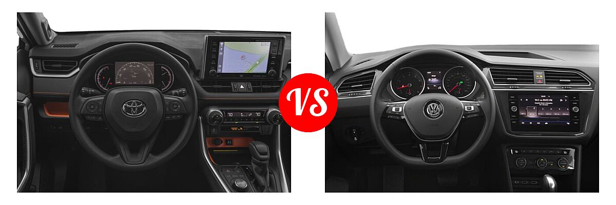 2020 Toyota RAV4 SUV Adventure vs. 2020 Volkswagen Tiguan SUV S / SE / SEL - Dashboard Comparison