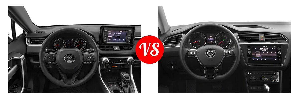 2020 Toyota RAV4 SUV XLE / XLE Premium vs. 2020 Volkswagen Tiguan SUV S / SE / SEL - Dashboard Comparison