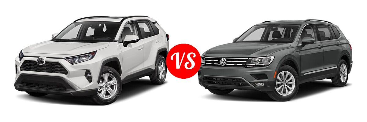 2020 Toyota RAV4 SUV XLE / XLE Premium vs. 2020 Volkswagen Tiguan SUV SE R-Line Black / SEL Premium R-Line - Front Left Comparison