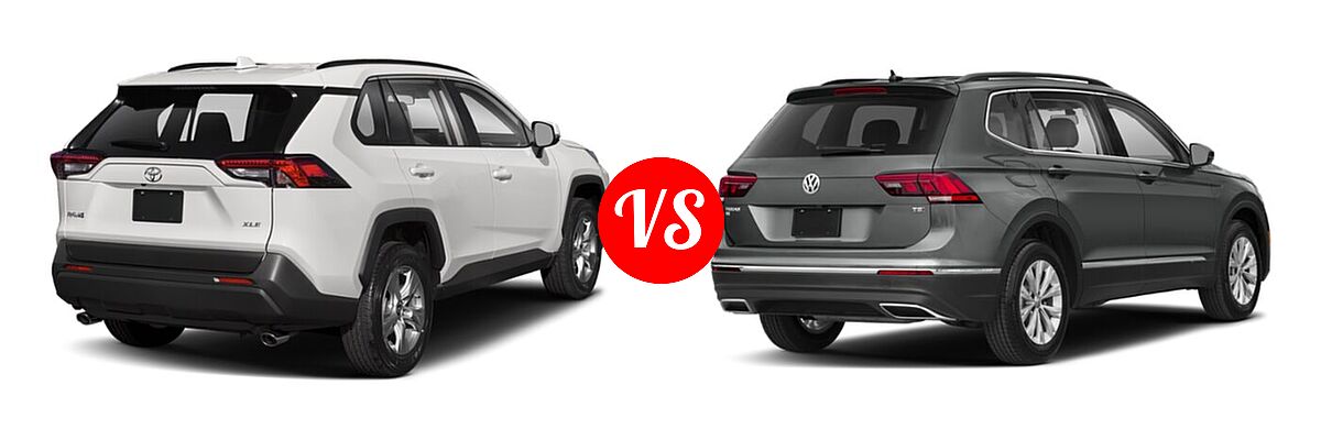 2020 Toyota RAV4 SUV XLE / XLE Premium vs. 2020 Volkswagen Tiguan SUV S / SE / SEL - Rear Right Comparison