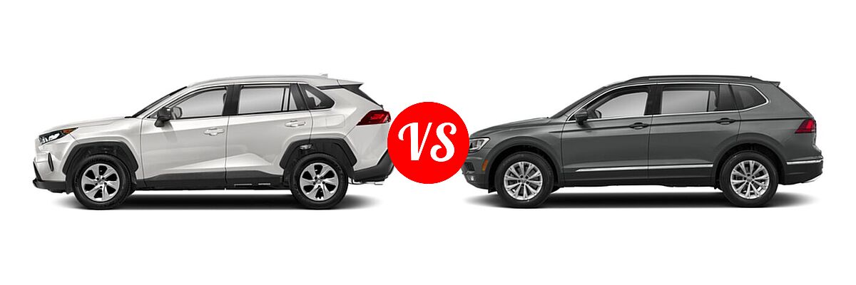 2020 Toyota RAV4 SUV LE vs. 2020 Volkswagen Tiguan SUV S / SE / SEL - Side Comparison
