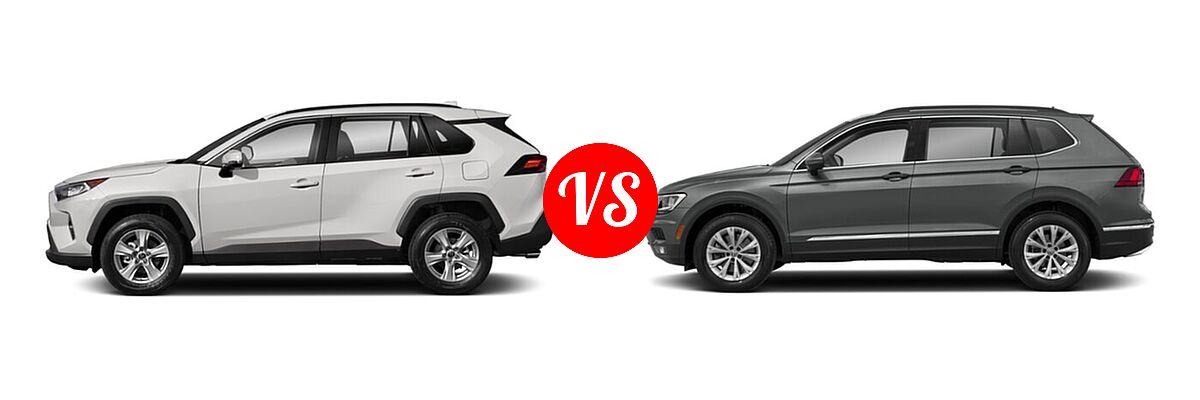 2020 Toyota RAV4 SUV XLE / XLE Premium vs. 2020 Volkswagen Tiguan SUV S / SE / SEL - Side Comparison