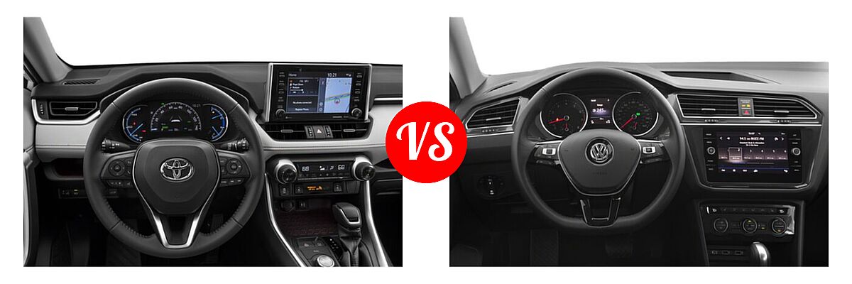 2020 Toyota RAV4 Hybrid SUV Hybrid Limited vs. 2020 Volkswagen Tiguan SUV SE R-Line Black / SEL Premium R-Line - Dashboard Comparison