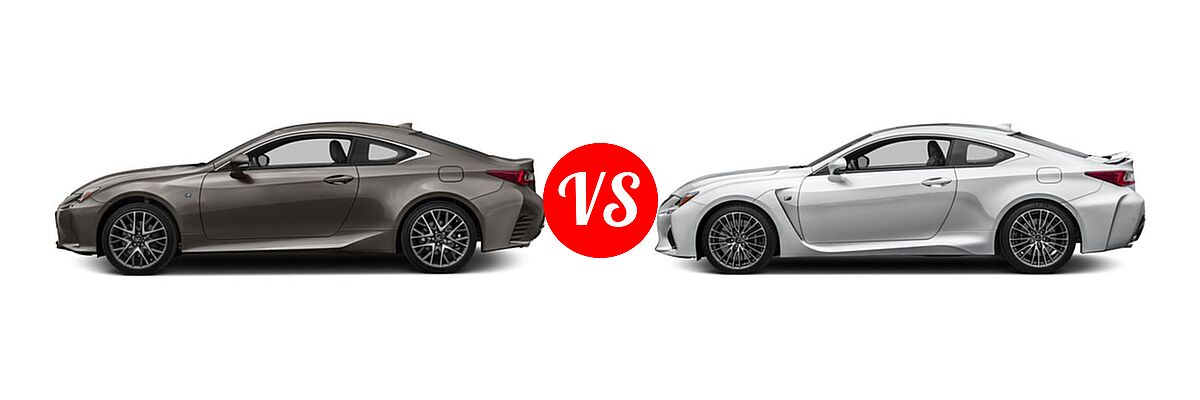 2017 Lexus RC 350 Coupe RC 350 vs. 2017 Lexus RC F Coupe RWD - Side Comparison
