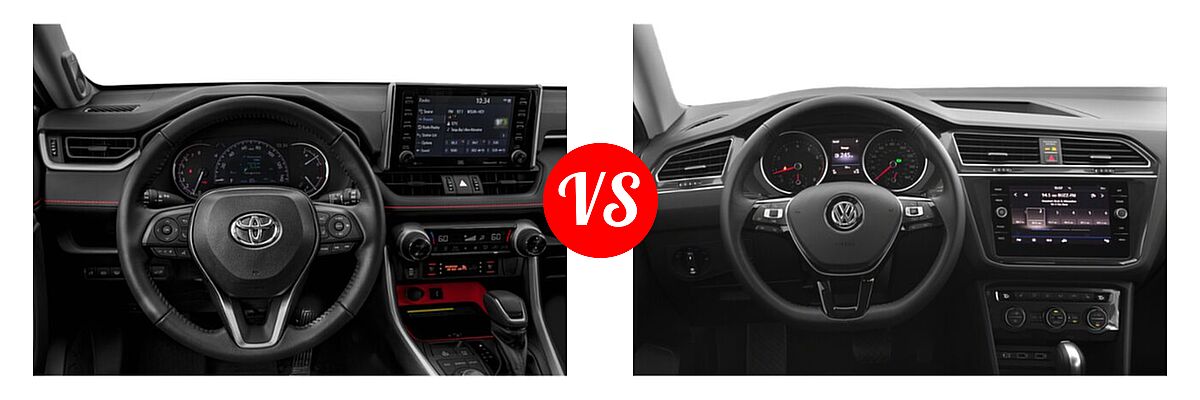 2020 Toyota RAV4 SUV TRD Off Road vs. 2020 Volkswagen Tiguan SUV S / SE / SEL - Dashboard Comparison