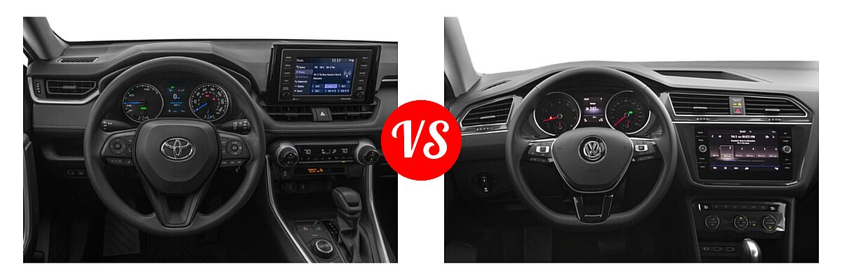 2020 Toyota RAV4 Hybrid SUV Hybrid LE vs. 2020 Volkswagen Tiguan SUV S / SE / SEL - Dashboard Comparison