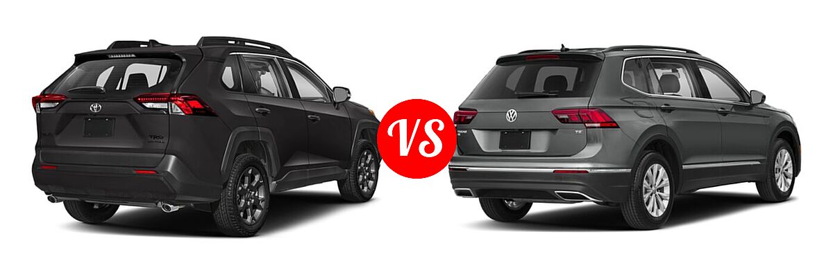 2020 Toyota RAV4 SUV TRD Off Road vs. 2020 Volkswagen Tiguan SUV SE R-Line Black / SEL Premium R-Line - Rear Right Comparison