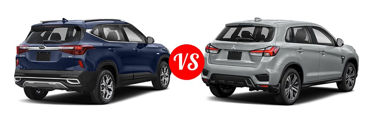 2021 Kia Seltos SUV EX / S vs. 2021 Mitsubishi Outlander Sport SUV S - Rear Right Comparison