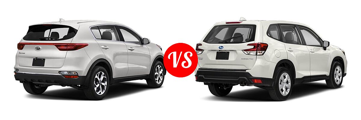 2021 Kia Sportage SUV EX / LX / S / SX Turbo vs. 2021 Subaru Forester SUV CVT / Premium - Rear Right Comparison