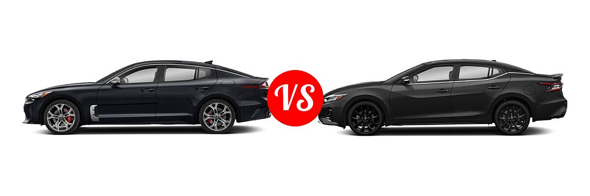 2021 Kia Stinger Sedan GT / GT-Line / GT1 / GT2 vs. 2021 Nissan Maxima Sedan SR - Side Comparison