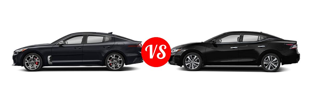2021 Kia Stinger Sedan GT / GT-Line / GT1 / GT2 vs. 2021 Nissan Maxima Sedan SV - Side Comparison