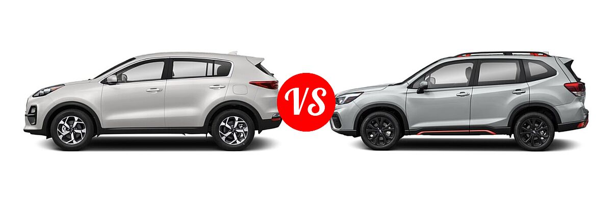 2021 Kia Sportage SUV EX / LX / S / SX Turbo vs. 2021 Subaru Forester SUV Sport - Side Comparison
