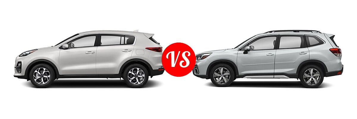 2021 Kia Sportage SUV EX / LX / S / SX Turbo vs. 2021 Subaru Forester SUV Touring - Side Comparison