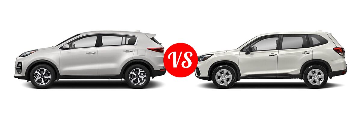 2021 Kia Sportage SUV EX / LX / S / SX Turbo vs. 2021 Subaru Forester SUV CVT / Premium - Side Comparison