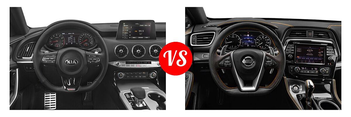 2021 Kia Stinger Sedan GT / GT-Line / GT1 / GT2 vs. 2021 Nissan Maxima Sedan SR - Dashboard Comparison