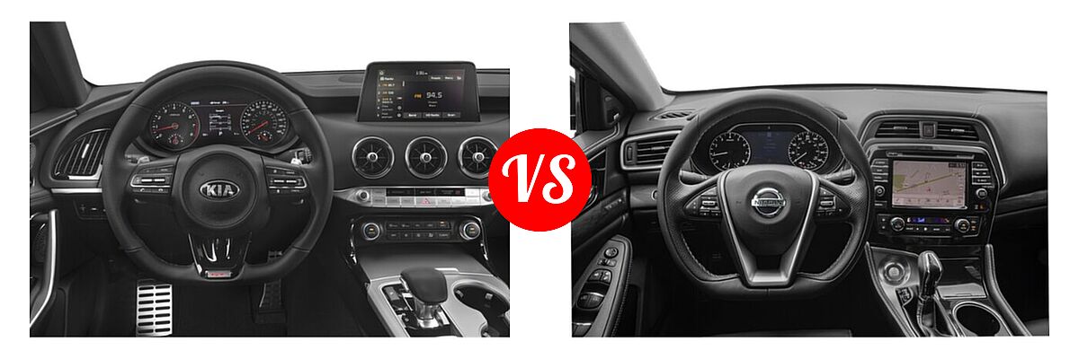 2021 Kia Stinger Sedan GT / GT-Line / GT1 / GT2 vs. 2021 Nissan Maxima Sedan Platinum - Dashboard Comparison