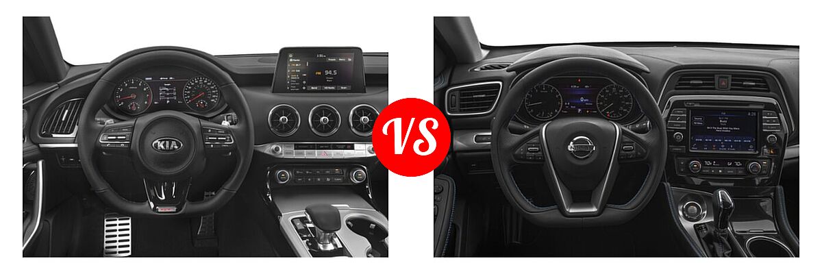 2021 Kia Stinger Sedan GT / GT-Line / GT1 / GT2 vs. 2021 Nissan Maxima Sedan SV - Dashboard Comparison
