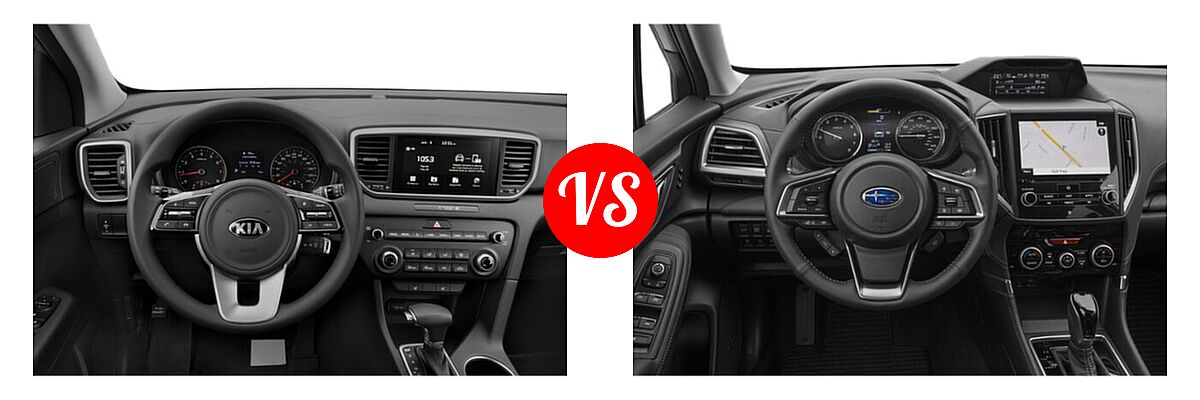 2021 Kia Sportage SUV EX / LX / S / SX Turbo vs. 2021 Subaru Forester SUV Touring - Dashboard Comparison