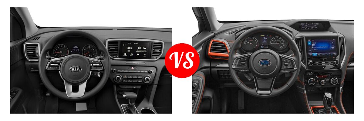 2021 Kia Sportage SUV EX / LX / S / SX Turbo vs. 2021 Subaru Forester SUV Sport - Dashboard Comparison