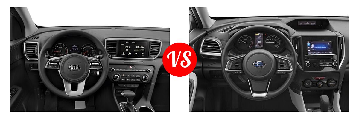 2021 Kia Sportage SUV EX / LX / S / SX Turbo vs. 2021 Subaru Forester SUV CVT / Premium - Dashboard Comparison