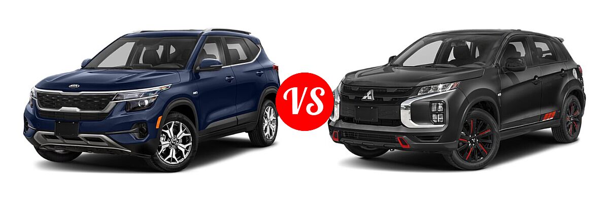 2021 Kia Seltos SUV EX / S vs. 2021 Mitsubishi Outlander Sport SUV BE - Front Left Comparison