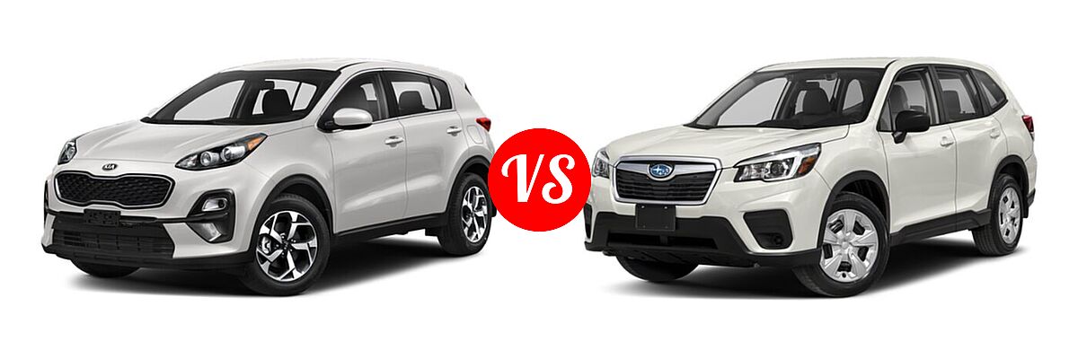2021 Kia Sportage SUV EX / LX / S / SX Turbo vs. 2021 Subaru Forester SUV CVT / Premium - Front Left Comparison