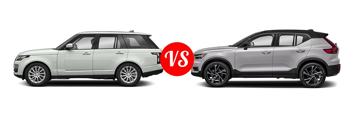 2021 Land Rover Range Rover SUV PHEV Autobiography / HSE vs. 2019 Volvo XC40 SUV R-Design - Side Comparison