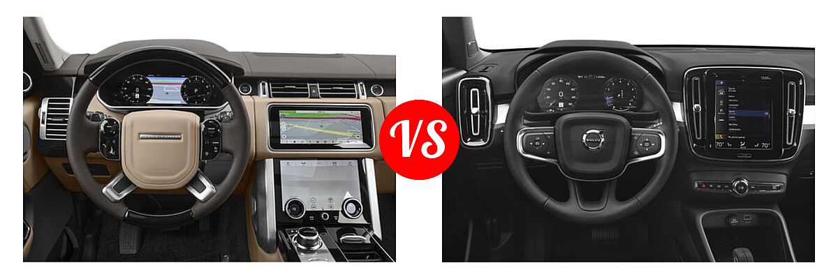 2021 Land Rover Range Rover SUV PHEV Autobiography / HSE vs. 2019 Volvo XC40 SUV Momentum / R-Design - Dashboard Comparison