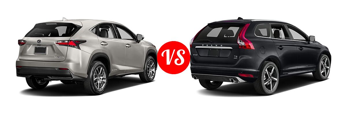 2017 Lexus NX 300h SUV NX 300h vs. 2017 Volvo XC60 SUV R-Design - Rear Right Comparison