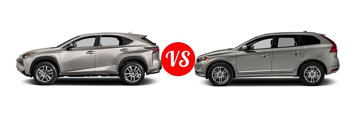 2017 Lexus NX 300h SUV NX 300h vs. 2017 Volvo XC60 SUV Dynamic / Inscription - Side Comparison