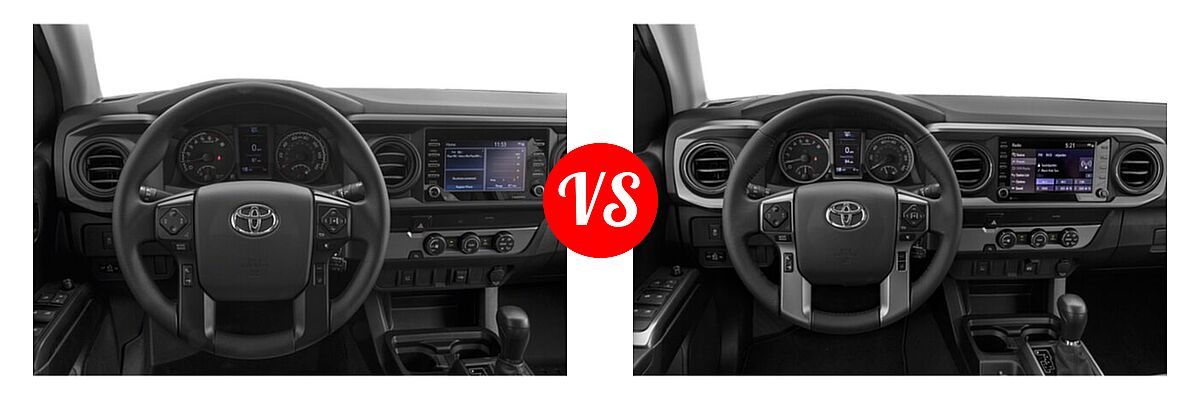 2021 Toyota Tacoma 2WD Pickup Limited / SR vs. 2022 Toyota Tacoma Pickup SR5 - Dashboard Comparison
