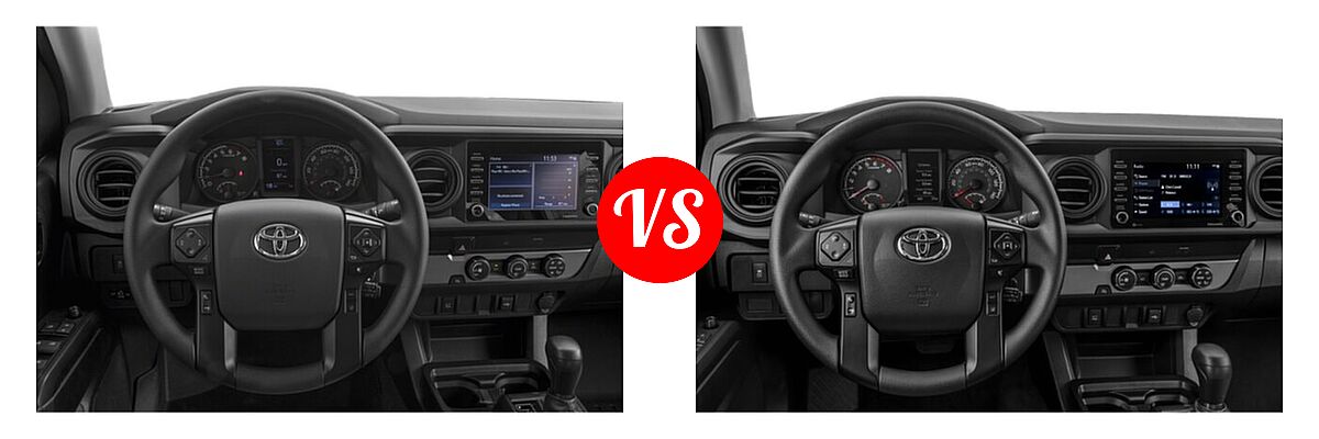2021 Toyota Tacoma 2WD Pickup Limited / SR vs. 2022 Toyota Tacoma Pickup SR - Dashboard Comparison