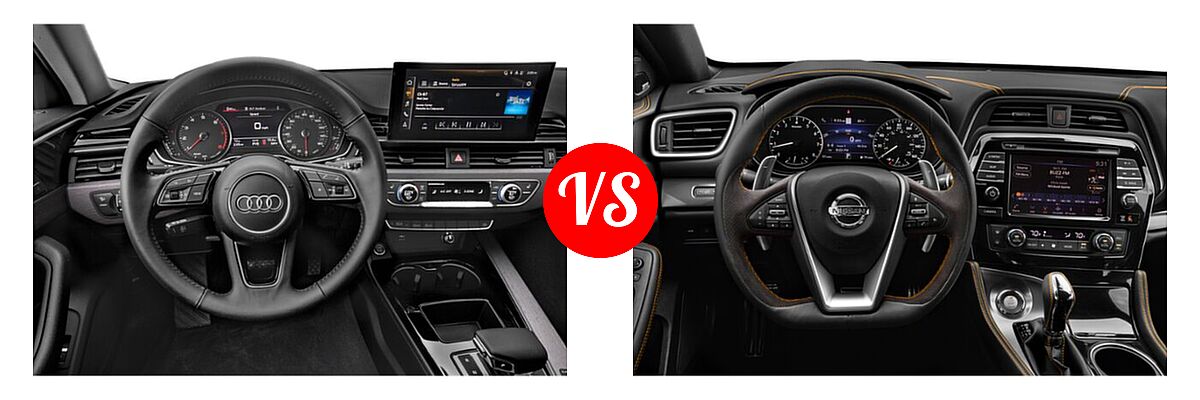 2021 Audi A4 Sedan Premium / Premium Plus / Prestige / S line Premium / S line Premium Plus / S line Prestige vs. 2021 Nissan Maxima Sedan SR - Dashboard Comparison