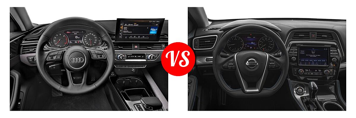 2021 Audi A4 Sedan Premium / Premium Plus / Prestige / S line Premium / S line Premium Plus / S line Prestige vs. 2021 Nissan Maxima Sedan SV - Dashboard Comparison