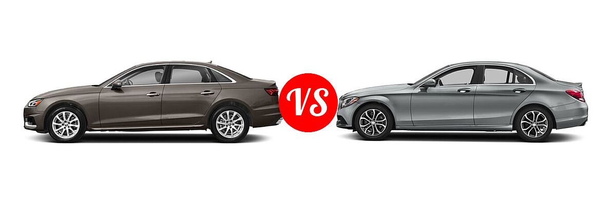 2021 Audi A4 Sedan Premium / Premium Plus / Prestige / S line Premium / S line Premium Plus / S line Prestige vs. 2018 Mercedes-Benz C-Class Sedan C 300 - Side Comparison