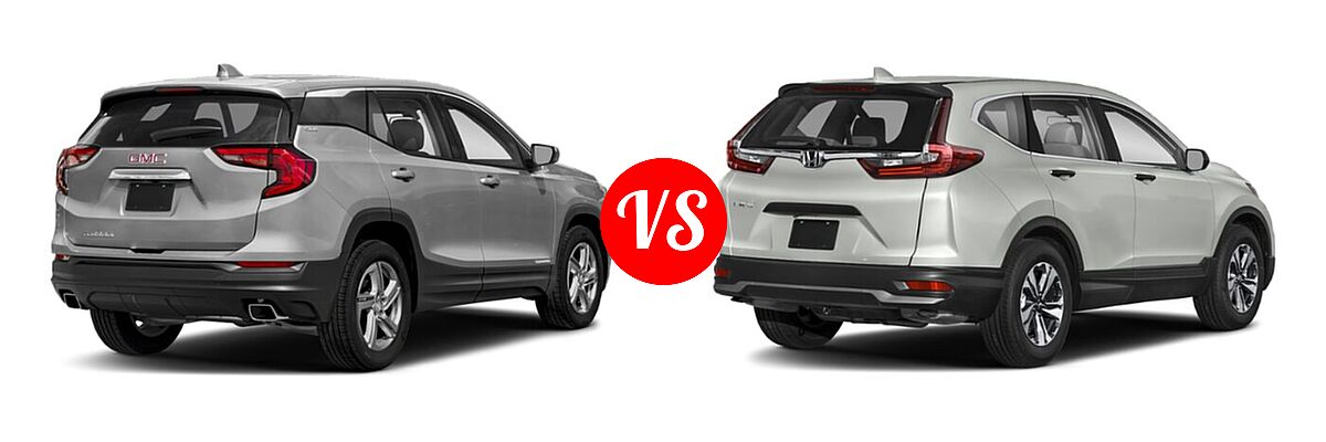 2021 GMC Terrain SUV SL / SLE vs. 2021 Honda CR-V SUV LX - Rear Right Comparison